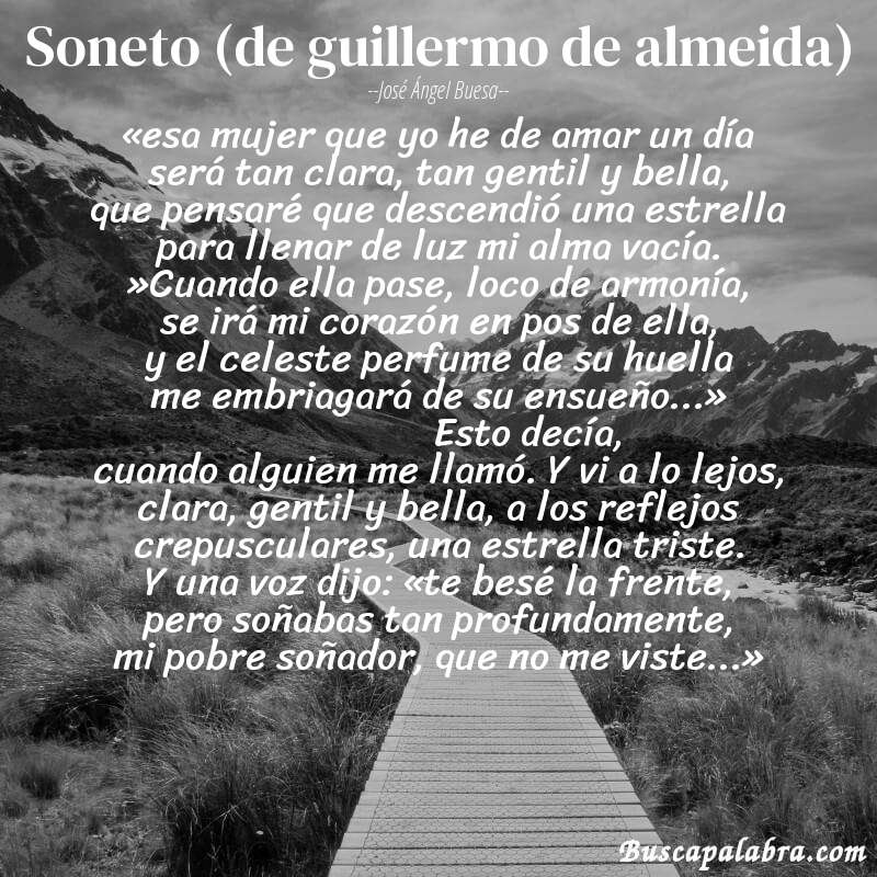 Poema soneto (de guillermo de almeida) de José Ángel Buesa con fondo de paisaje