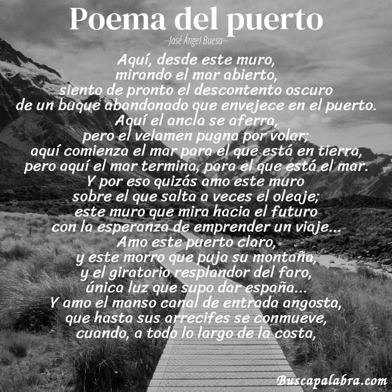 Poema poema del puerto de José Ángel Buesa con fondo de paisaje