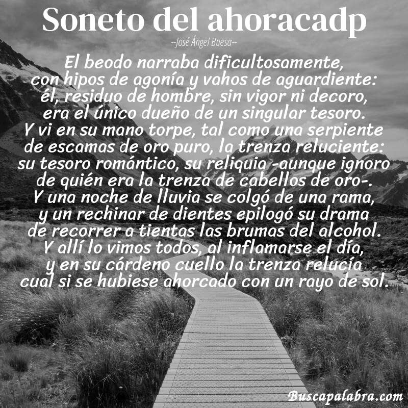 Poema soneto del ahoracadp de José Ángel Buesa con fondo de paisaje