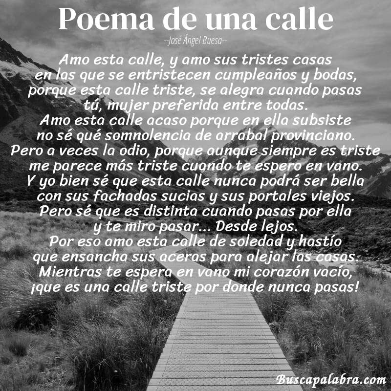 Poema poema de una calle de José Ángel Buesa con fondo de paisaje