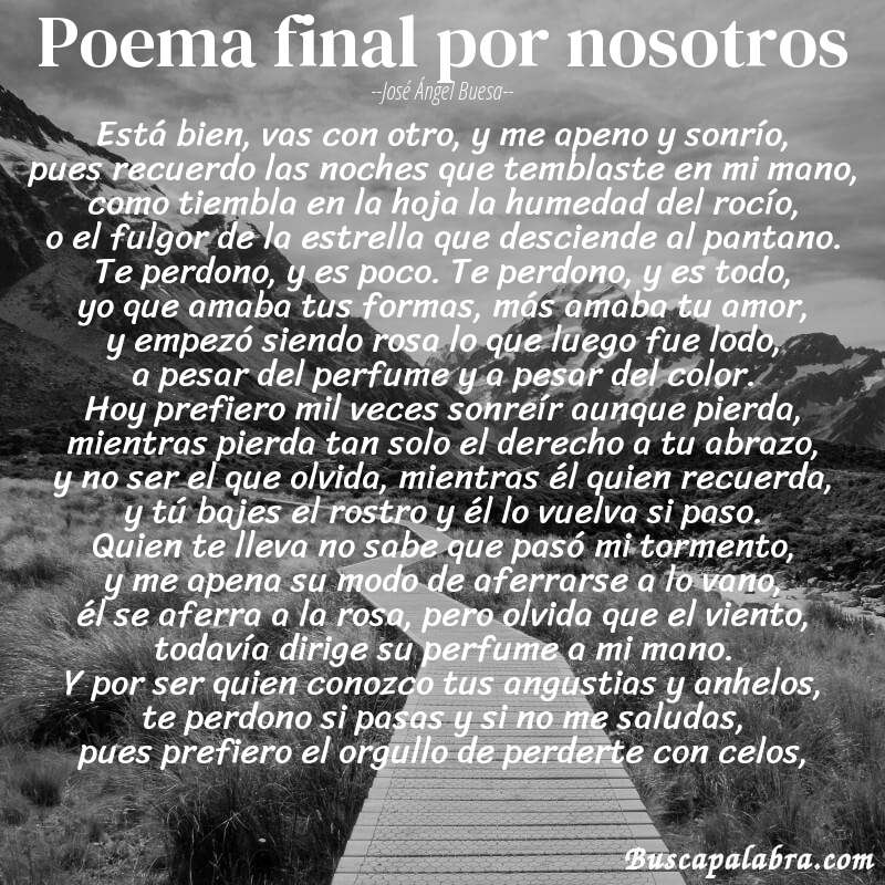 Poema poema final por nosotros de José Ángel Buesa con fondo de paisaje