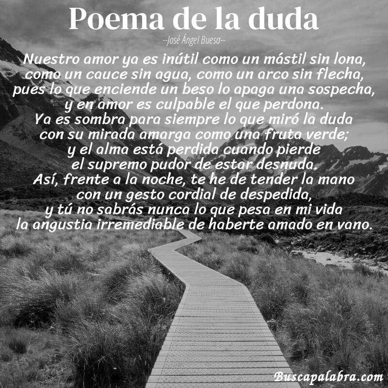 Poema poema de la duda de José Ángel Buesa con fondo de paisaje