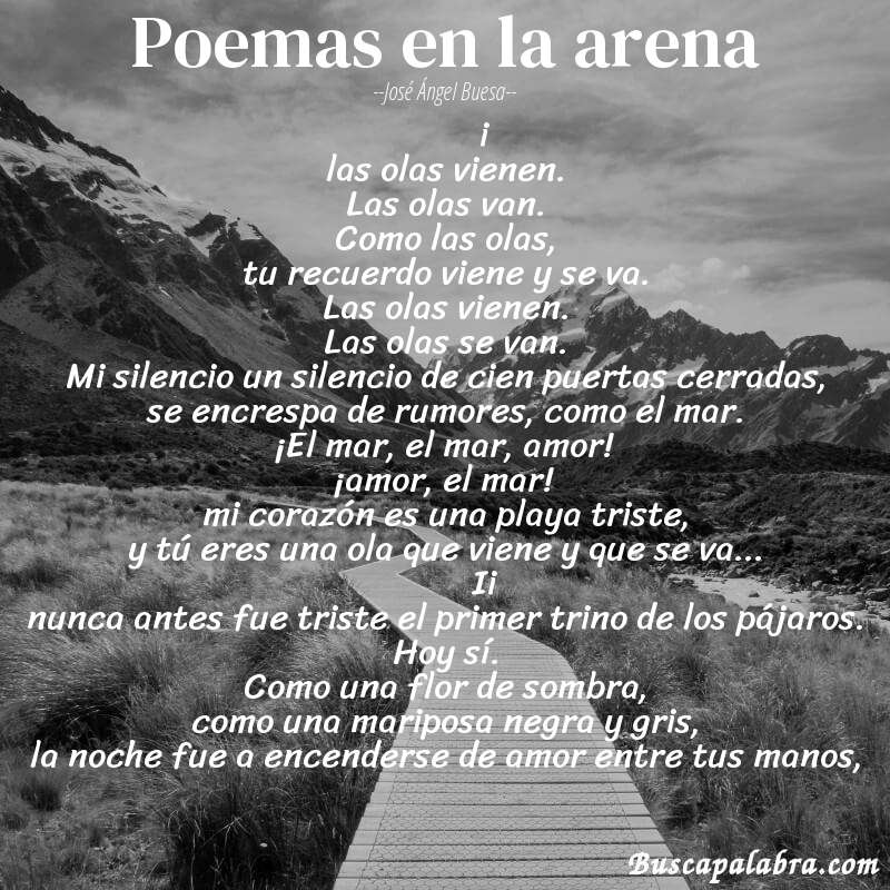 Poema poemas en la arena de José Ángel Buesa con fondo de paisaje