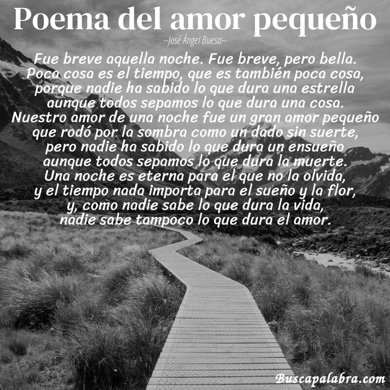 Poema poema del amor pequeño de José Ángel Buesa con fondo de paisaje