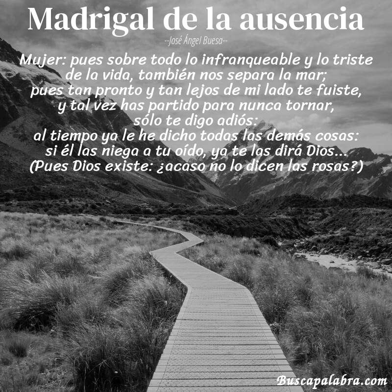 Poema madrigal de la ausencia de José Ángel Buesa con fondo de paisaje