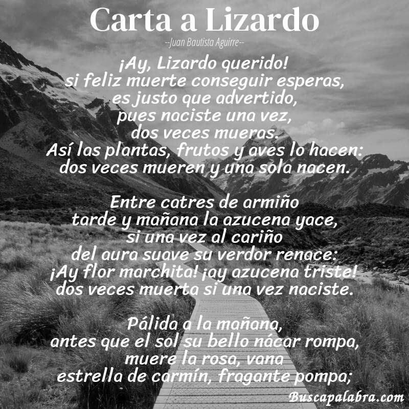 Poema Carta a Lizardo de Juan Bautista Aguirre con fondo de paisaje