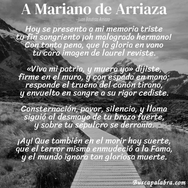 Poema A Mariano de Arriaza de Juan Bautista Arriaza con fondo de paisaje