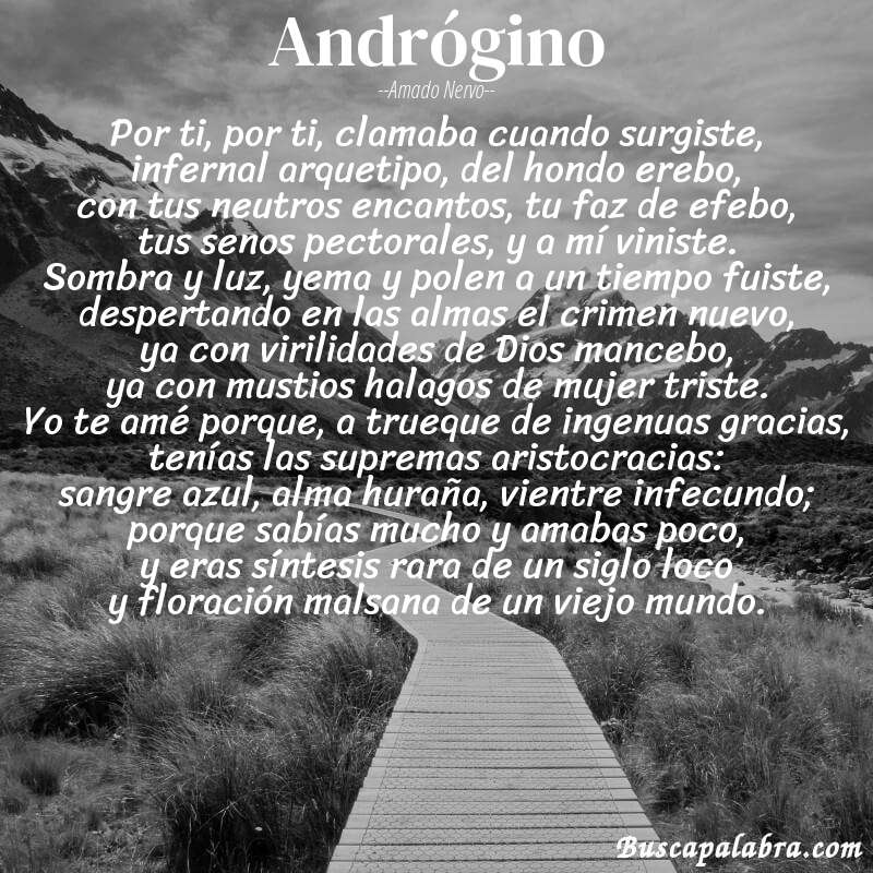 Poema andrógino de Amado Nervo con fondo de paisaje