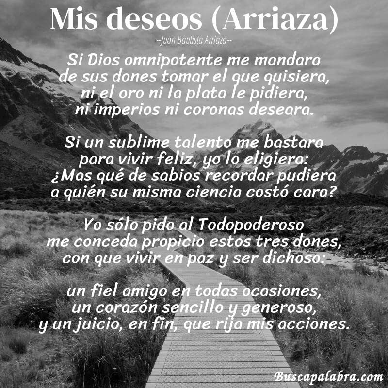 Poema Mis deseos (Arriaza) de Juan Bautista Arriaza con fondo de paisaje
