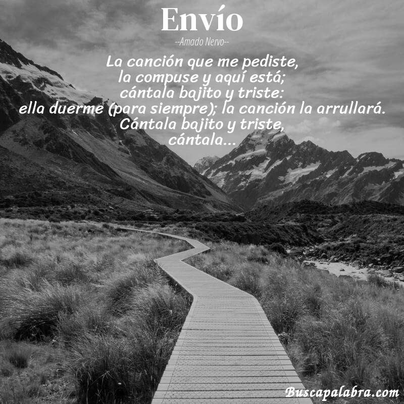 Poema envío de Amado Nervo con fondo de paisaje
