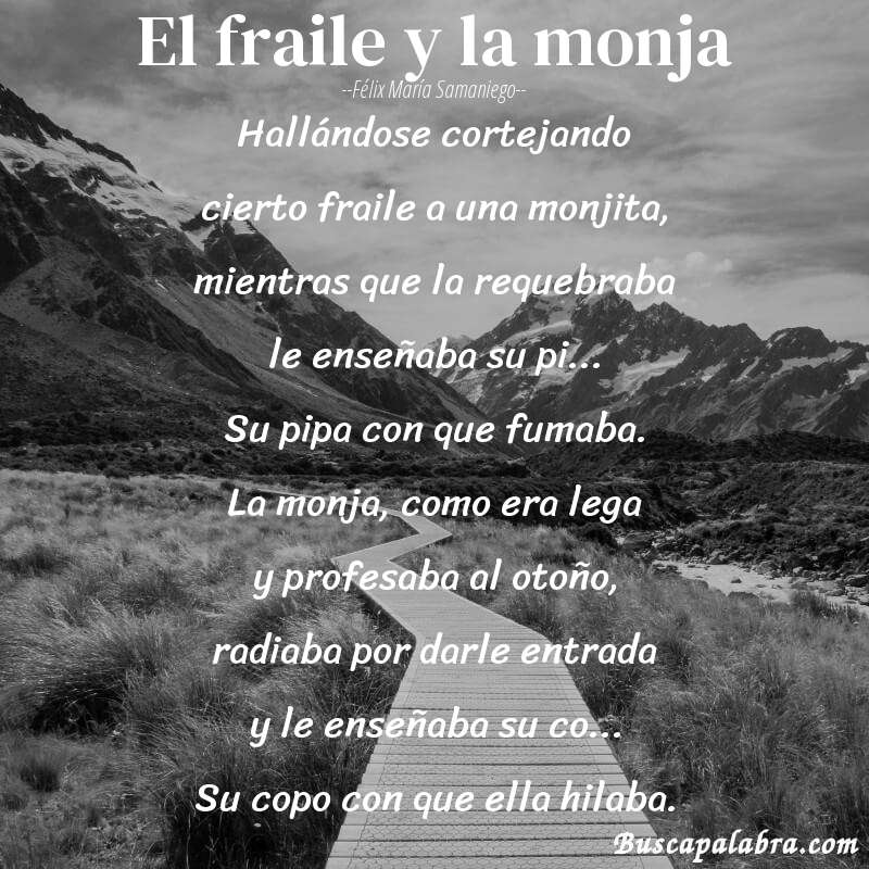 Poema El fraile y la monja de Félix María Samaniego con fondo de paisaje