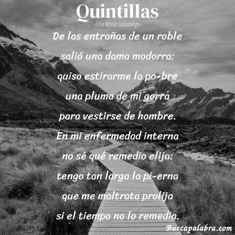 Poema Quintillas de Félix María Samaniego con fondo de paisaje