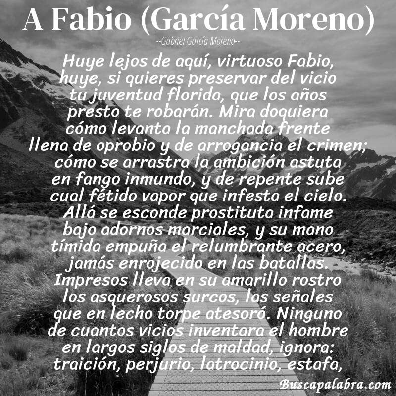 Poema A Fabio (García Moreno) de Gabriel García Moreno con fondo de paisaje