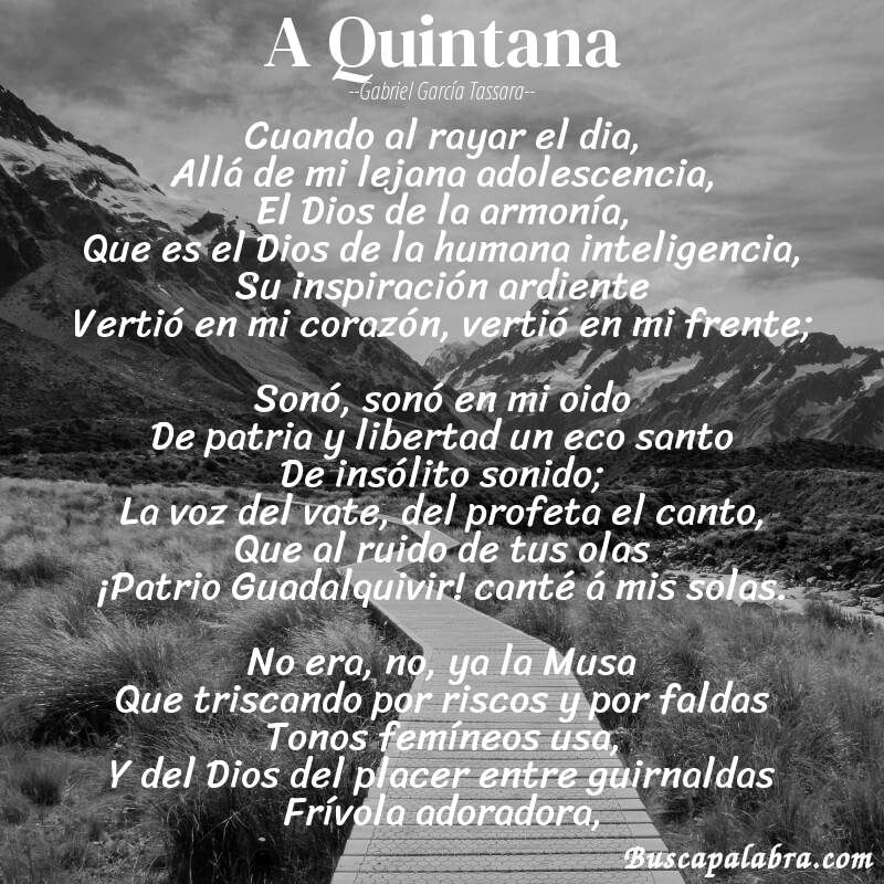 Poema A Quintana de Gabriel García Tassara con fondo de paisaje