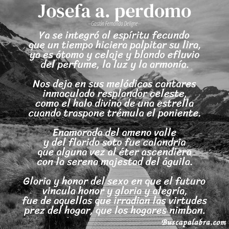 Poema josefa a. perdomo de Gastón Fernando Deligne con fondo de paisaje