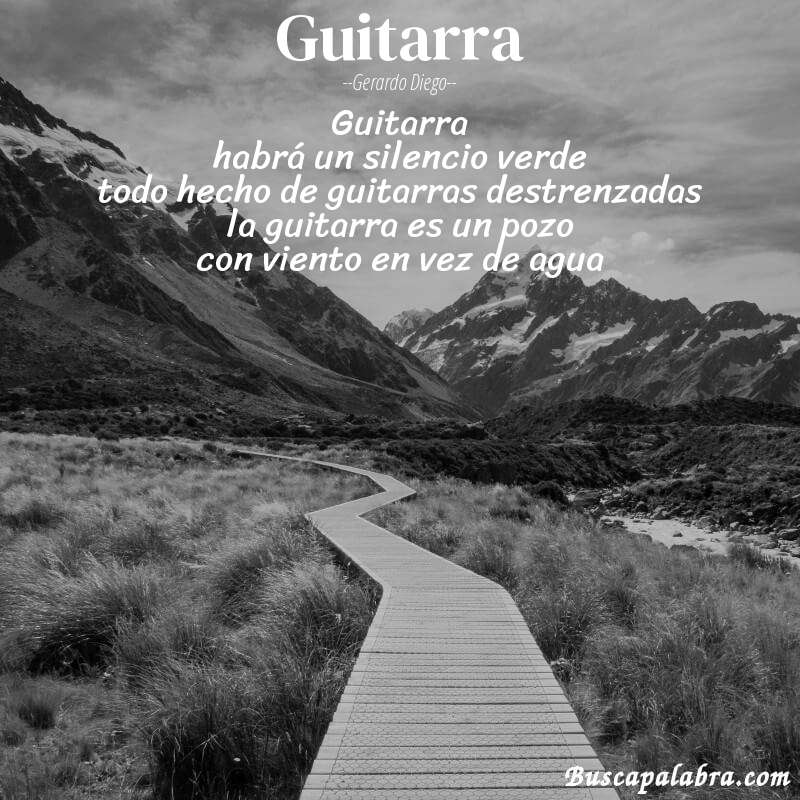 Poema guitarra de Gerardo Diego con fondo de paisaje