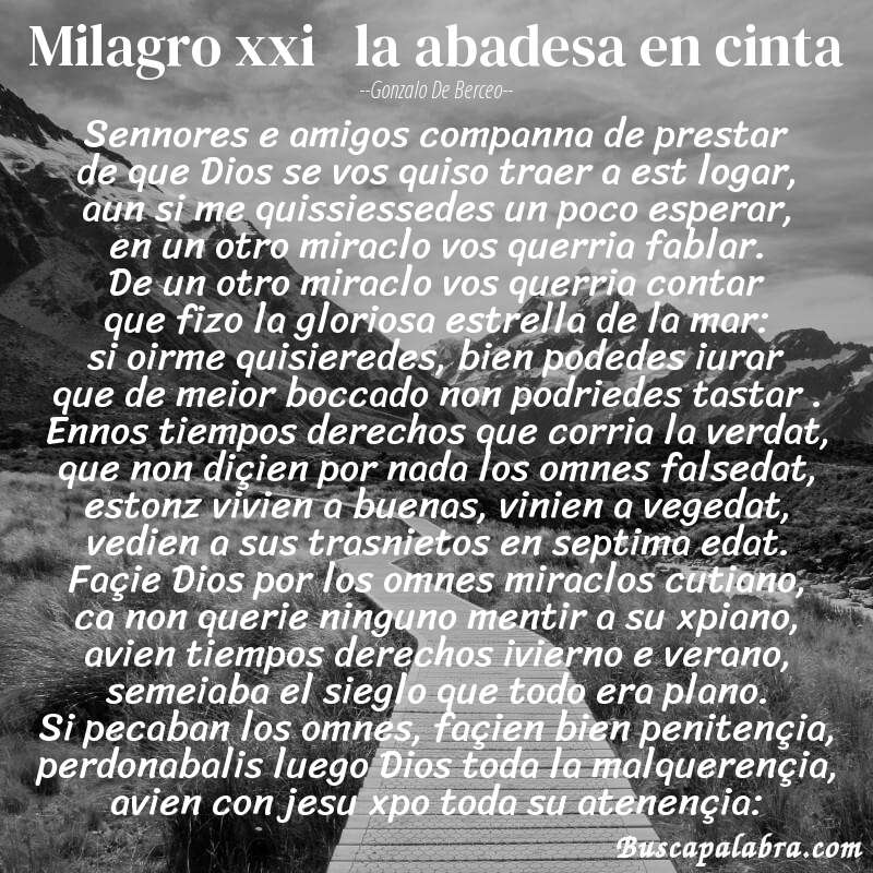Poema milagro xxi   la abadesa en cinta de Gonzalo de Berceo con fondo de paisaje
