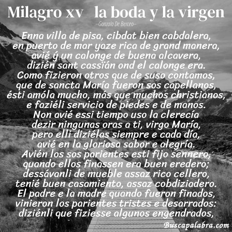 Poema milagro xv   la boda y la virgen de Gonzalo de Berceo con fondo de paisaje