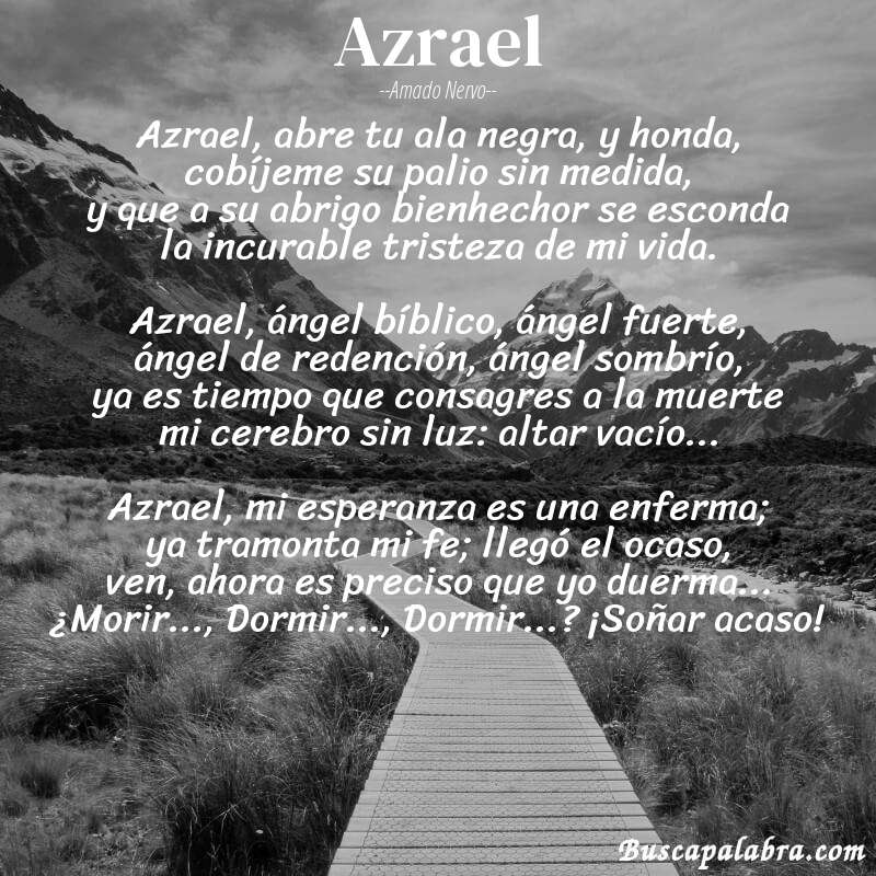 Poema Azrael de Amado Nervo con fondo de paisaje