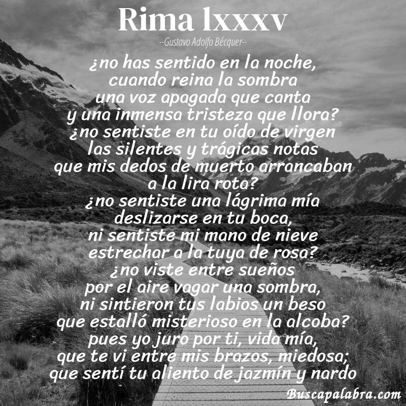 Poema rima lxxxv de Gustavo Adolfo Bécquer con fondo de paisaje