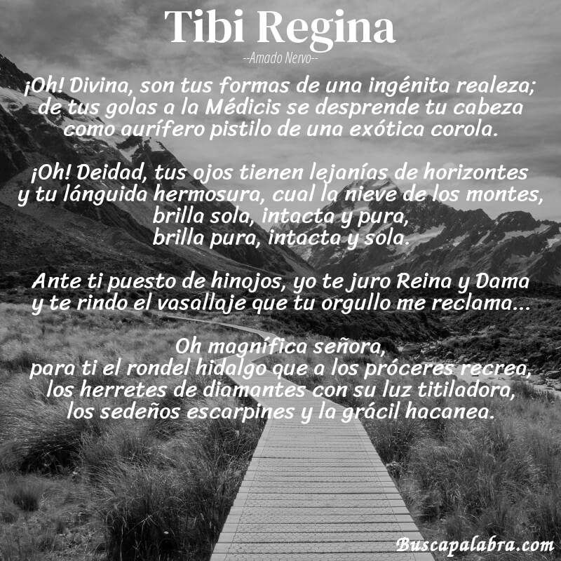 Poema Tibi Regina de Amado Nervo con fondo de paisaje