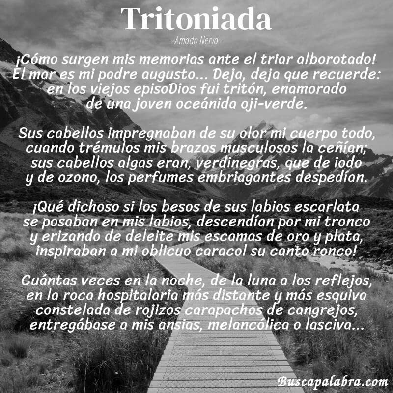Poema Tritoniada de Amado Nervo con fondo de paisaje