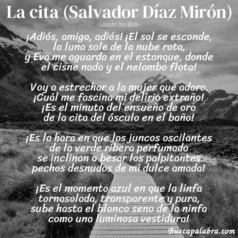 Poema La cita (Salvador Díaz Mirón) de Salvador Díaz Mirón con fondo de paisaje
