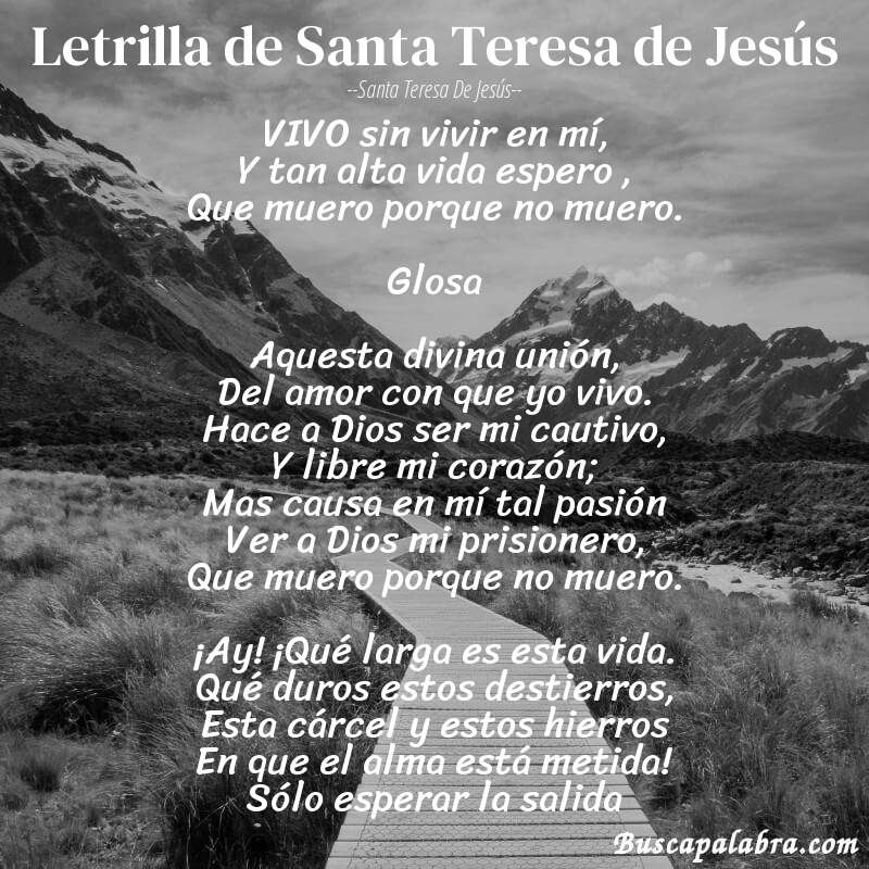 Poema Letrilla de Santa Teresa de Jesús de Santa Teresa de Jesús con fondo de paisaje