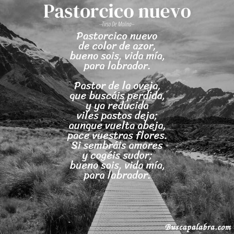 Poema Pastorcico nuevo de Tirso de Molina con fondo de paisaje