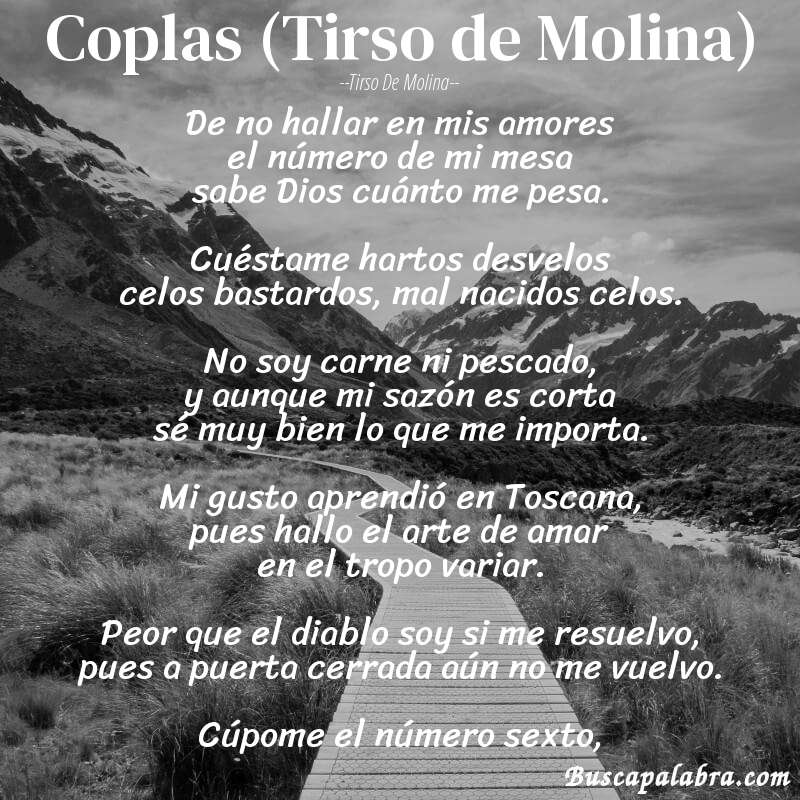 Poema Coplas (Tirso de Molina) de Tirso de Molina con fondo de paisaje