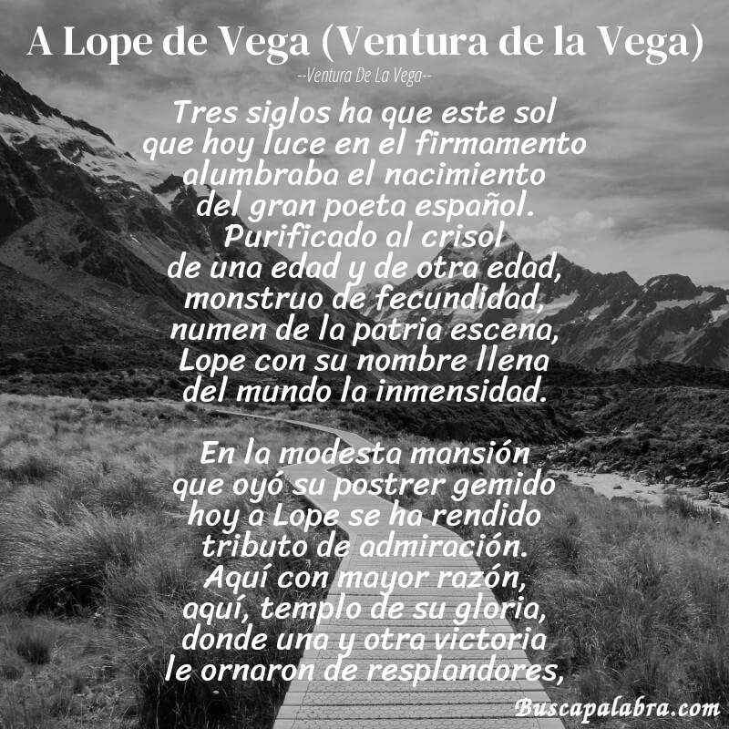 Poema A Lope de Vega (Ventura de la Vega) de Ventura de la Vega con fondo de paisaje
