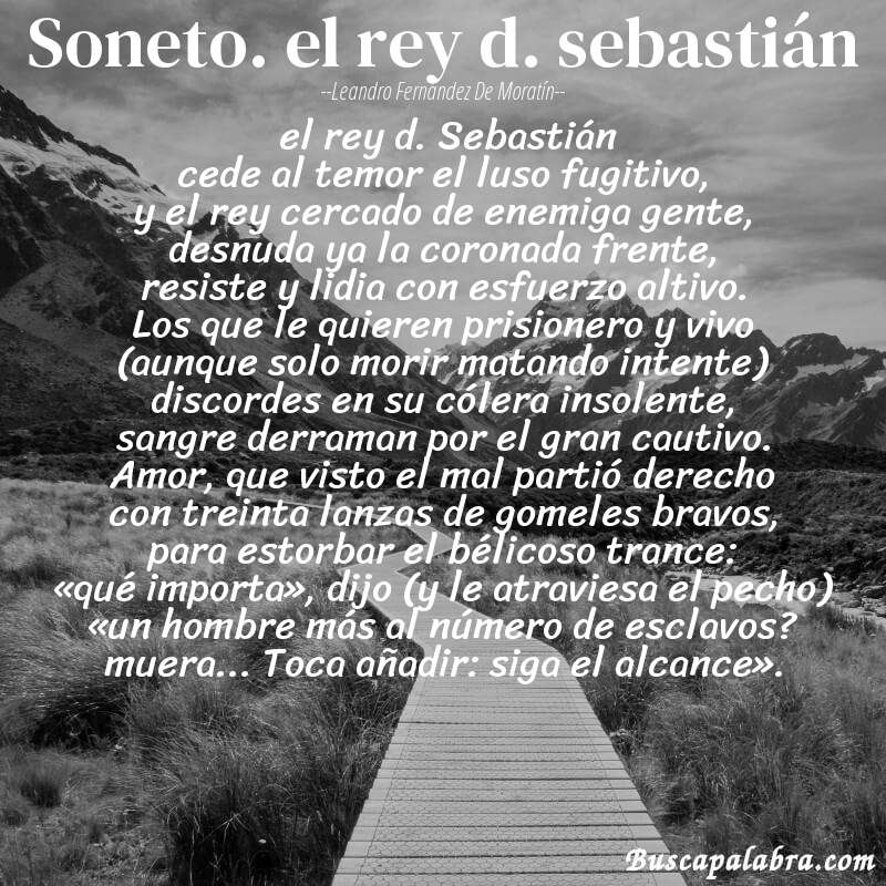 Poema soneto. el rey d. sebastián de Leandro Fernández de Moratín con fondo de paisaje