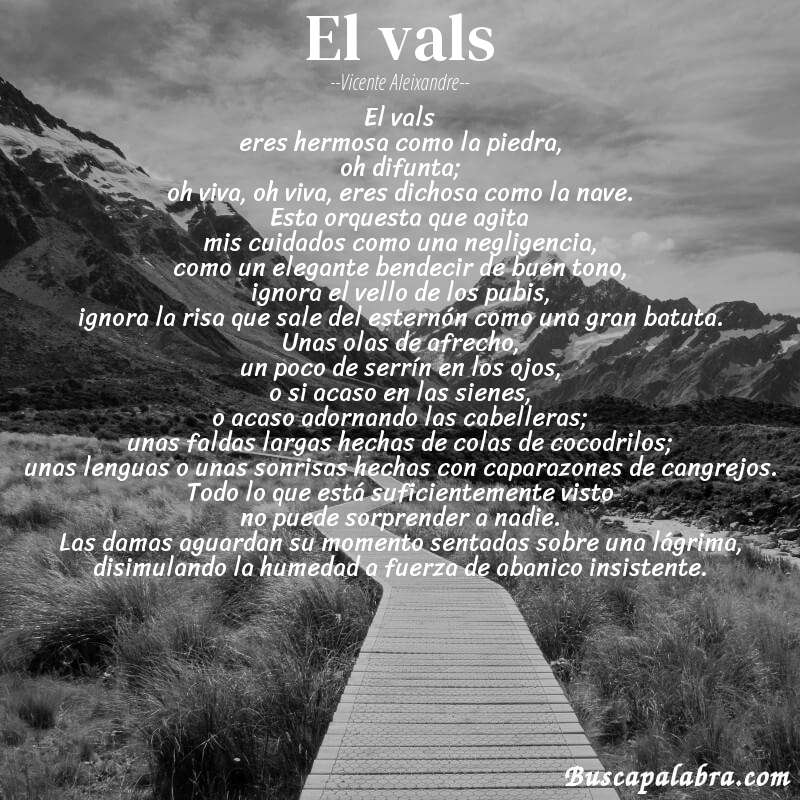 Poema el vals de Vicente Aleixandre con fondo de paisaje