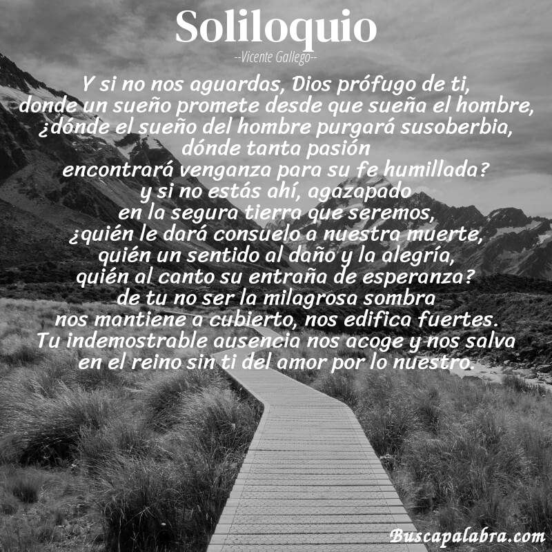 Poema soliloquio de Vicente Gallego con fondo de paisaje