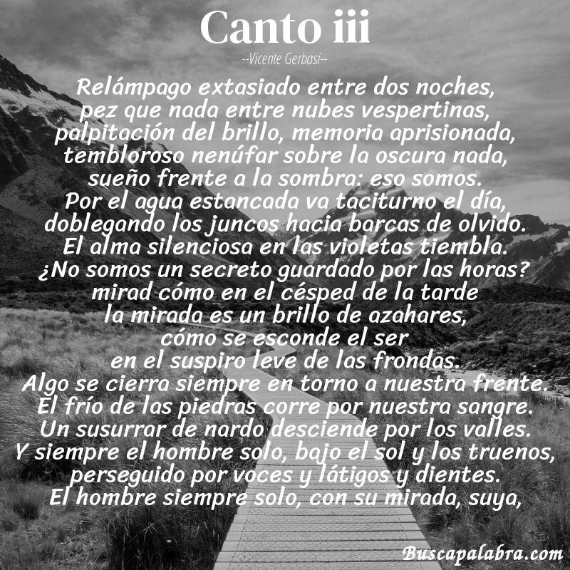 Poema canto iii de Vicente Gerbasi con fondo de paisaje
