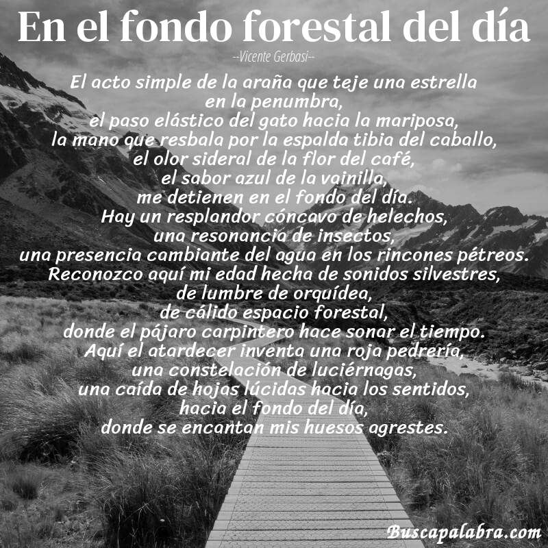Poema en el fondo forestal del día de Vicente Gerbasi con fondo de paisaje