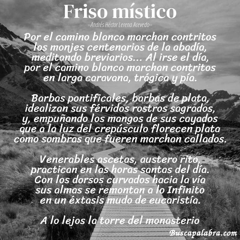 Poema Friso místico de Andrés Héctor Lerena Acevedo con fondo de paisaje