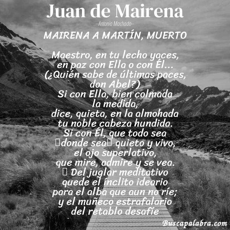 Poema Juan de Mairena de Antonio Machado con fondo de paisaje