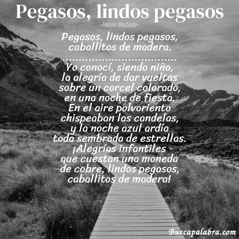 Poema Pegasos, lindos pegasos de Antonio Machado con fondo de paisaje