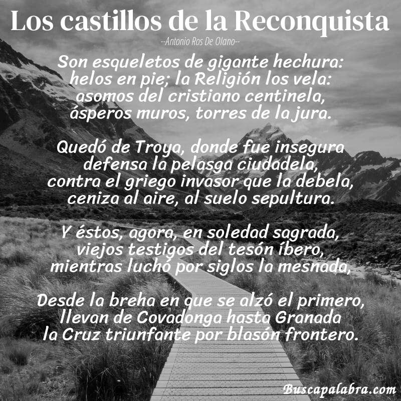 Poema Los castillos de la Reconquista de Antonio Ros de Olano con fondo de paisaje
