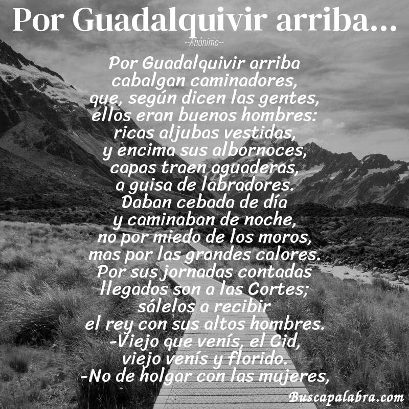Poema Por Guadalquivir arriba... de Anónimo con fondo de paisaje