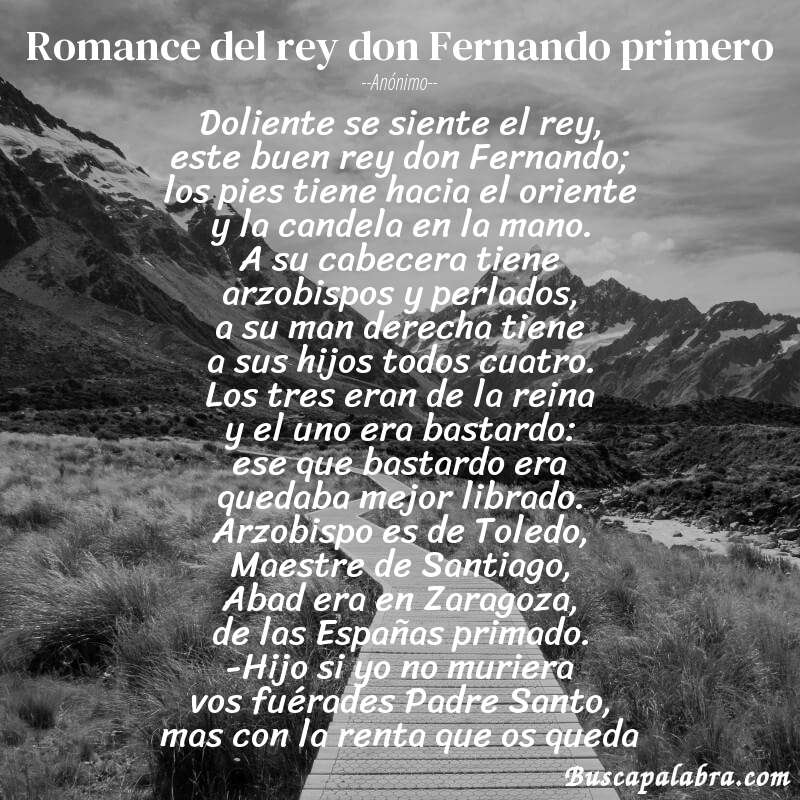 Poema Romance del rey don Fernando primero de Anónimo con fondo de paisaje