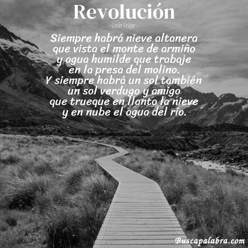 Poema revolución de León Felipe con fondo de paisaje