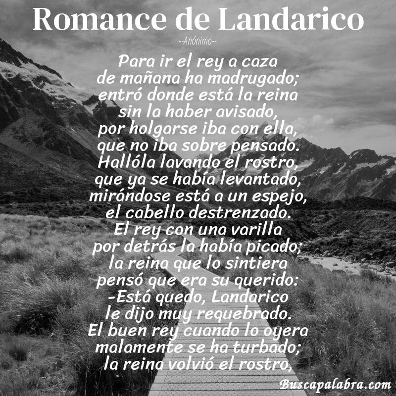 Poema Romance de Landarico de Anónimo con fondo de paisaje