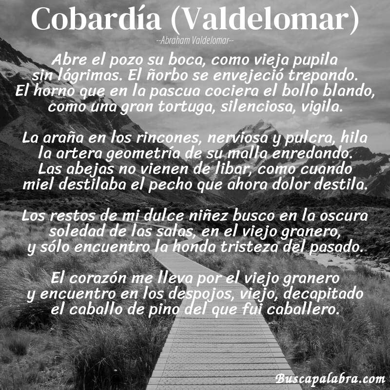 Poema Cobardía (Valdelomar) de Abraham Valdelomar con fondo de paisaje