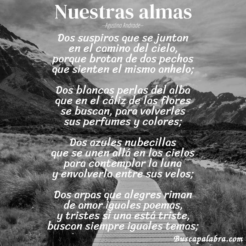 Poema Nuestras almas de Agustina Andrade con fondo de paisaje