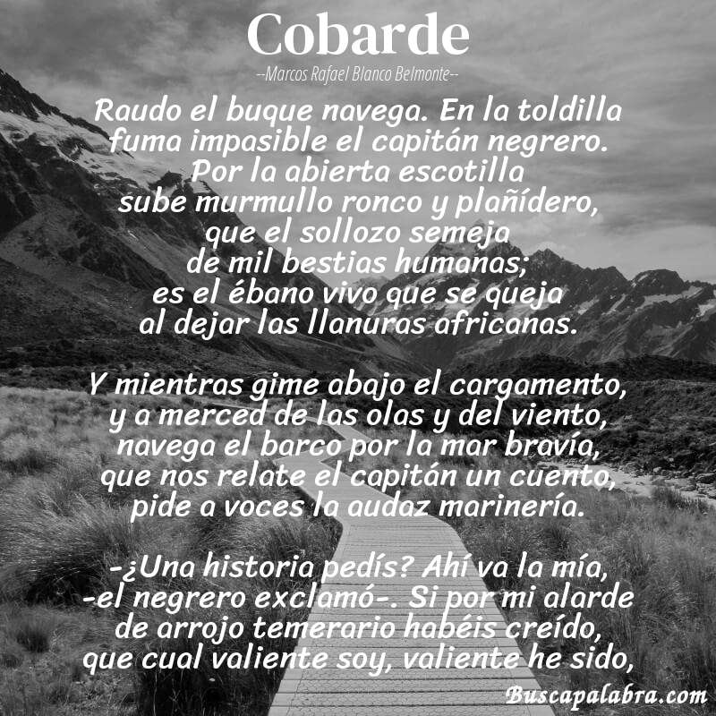 Poema Cobarde de Marcos Rafael Blanco Belmonte con fondo de paisaje