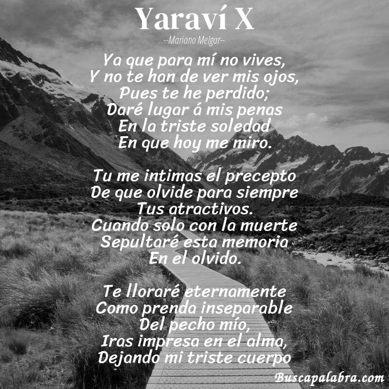 Poema Yaraví X de Mariano Melgar con fondo de paisaje