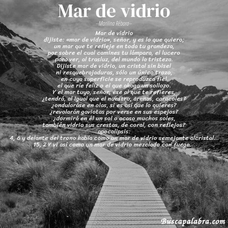 Poema mar de vidrio de Marilina Rébora con fondo de paisaje
