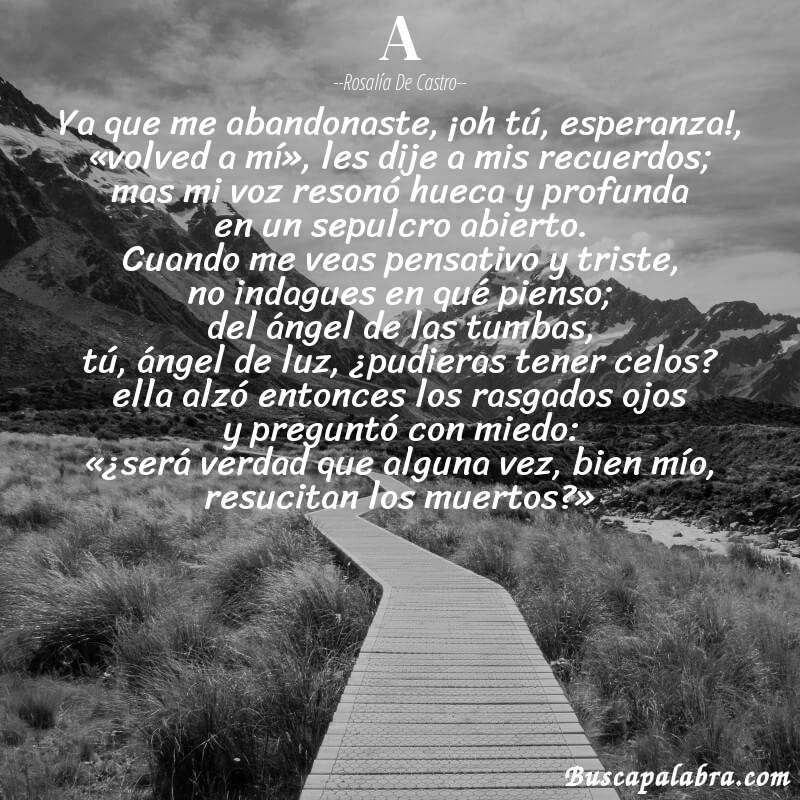 Poema a de Rosalía de Castro con fondo de paisaje